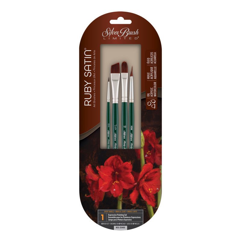 Ruby Satin&reg; 4-Piece Basic SH Brush Set
