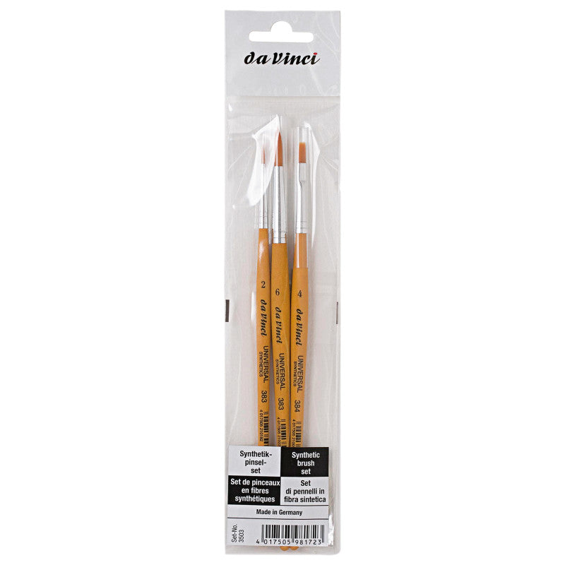 UNIVERSAL School Brushes, Synthetic, All Paint Types, Assorted, 3 Brush Set