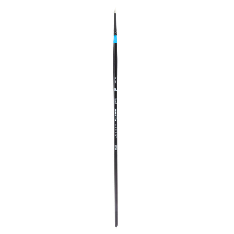 Aspen Round Brush, Synthetic Bristles, Long Handle Acrylic & Oil Paintbrush, Black, Size 2/0, 1 Count