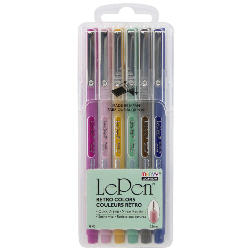 LePen&reg; Micro-Fine Point Pen, Retro, 6 Colors