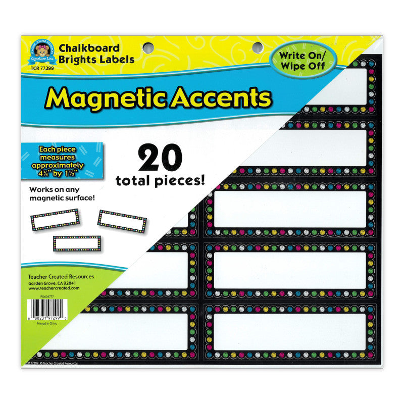 Chalkboard Brights Labels Magnetic Accents, Pack of 20