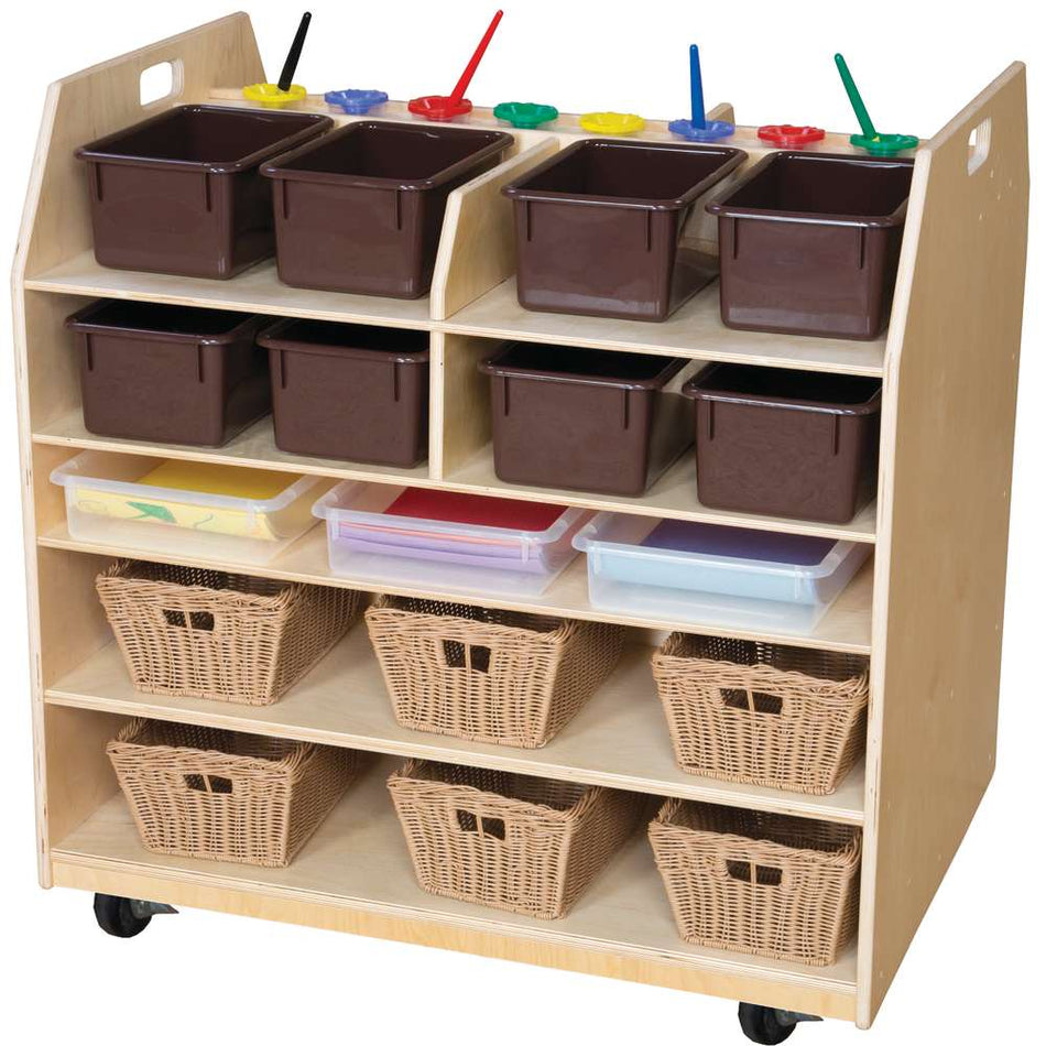Trolley Art Cart w/Brown Trays, (Wood Design WD-990685BN)