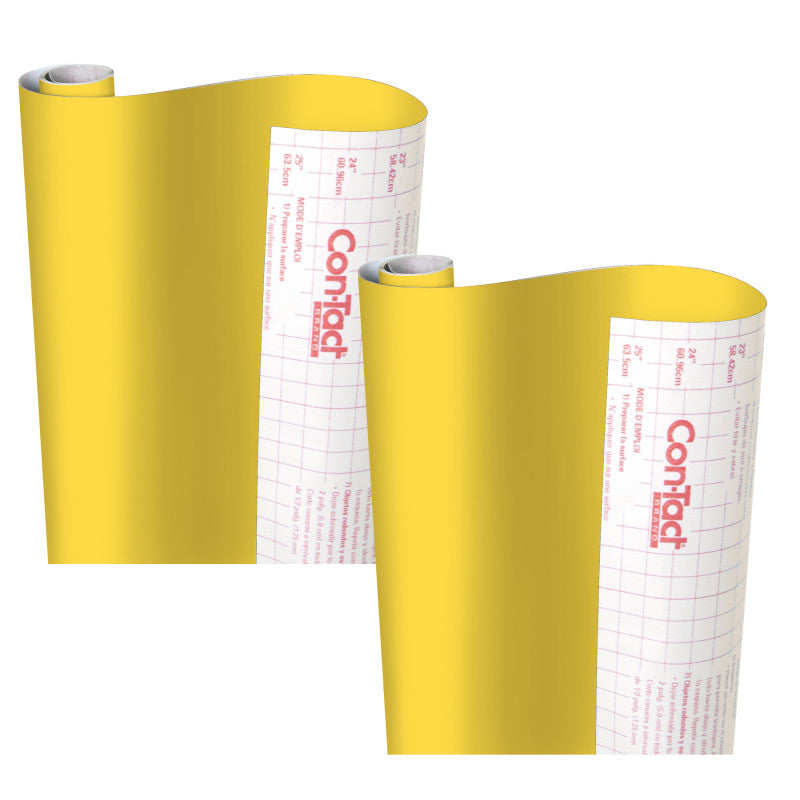 Creative Covering&trade; Adhesive Covering, Yellow, 18" x 16 ft, Pack of 2
