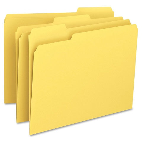 File Folder, 1/3-Cut Tab, Legal Size, Canary ,100 per Box