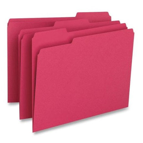 File Folder, 1/3-Cut Tab, Legal Size, Cherry ,100 per Box