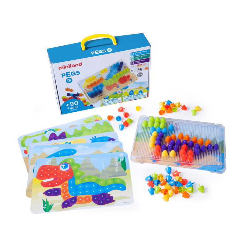 Pegs & Patterns Set, Bright Colors, 90 Pieces