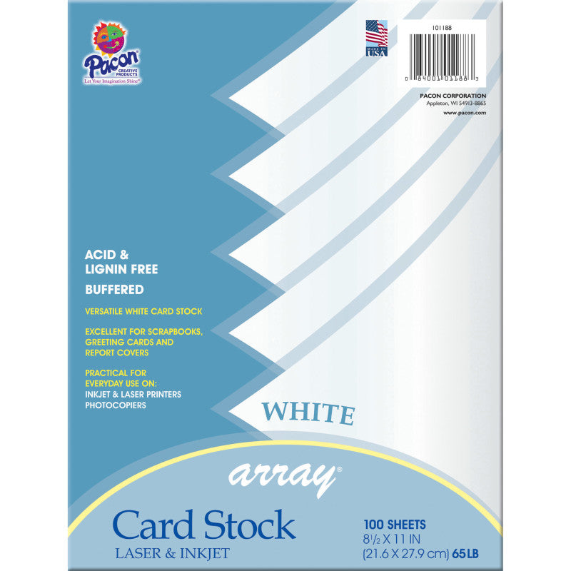 Card Stock, Classic White, 8-1/2" x 11", 100 Sheets,  DIXP101188
