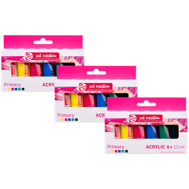 Acrylic Set, 12mL, Primary, 6 Per Set, 3 Sets
