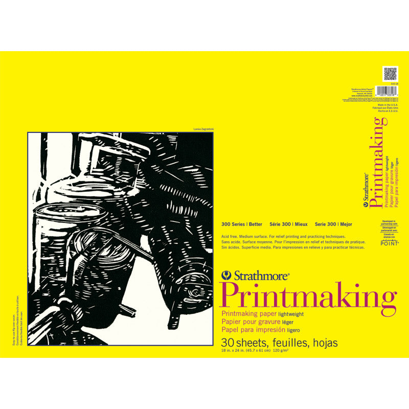 300 Series Printmaking Pad, Glue Binding, 30 Sheet, 18x24 inch, 1 Count