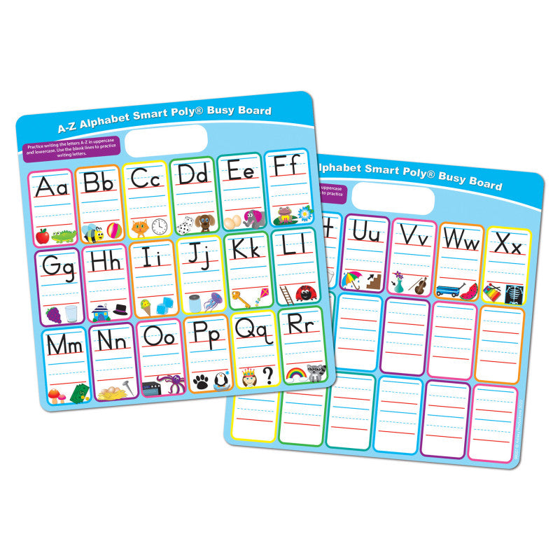 Smart Poly&reg; Educational Activity Busy Board, Dry Erase with Marker, 10-3/4" x 10-3/4", ABC's Fill In