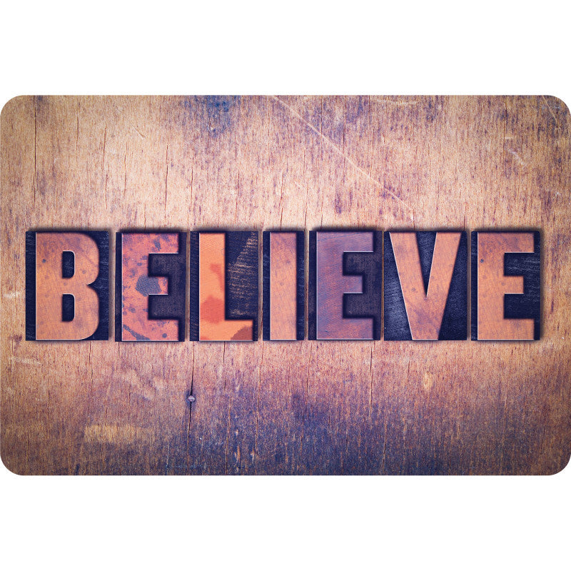 The Original Fun Mat&trade;, Welcome Mat, 15.5" x 23.5", Believe Letterpress
