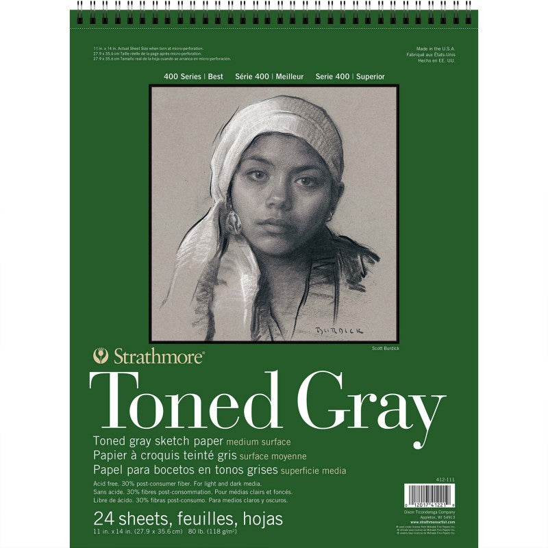400 Series Sketch Paper Pad, Recycled, Toned Gray, Side Wire Binding, 24 Sheet, 11x14 inch, 1 Count