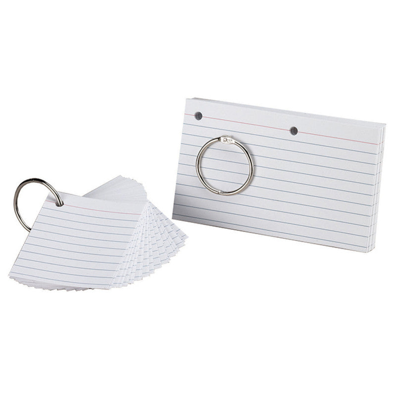 JustFlip-it!&trade; Punched & Perfed Study Cards, Ruled, White