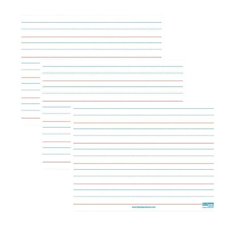 Magnetic Dry Erase Board, Two-Sided Ruled/Blank, 9" x 12", Pack of 3