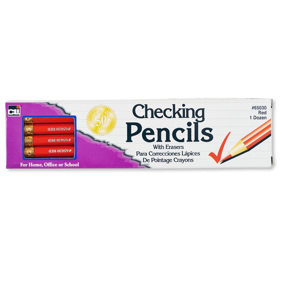Checking Pencil,  Red - 12/Pkg