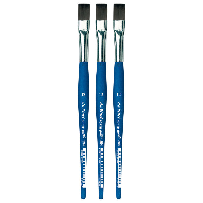 FORTE BASIC Student Brush, Synthetic, Acrylic, Flat, Series 394, Size 12, Pack of 3