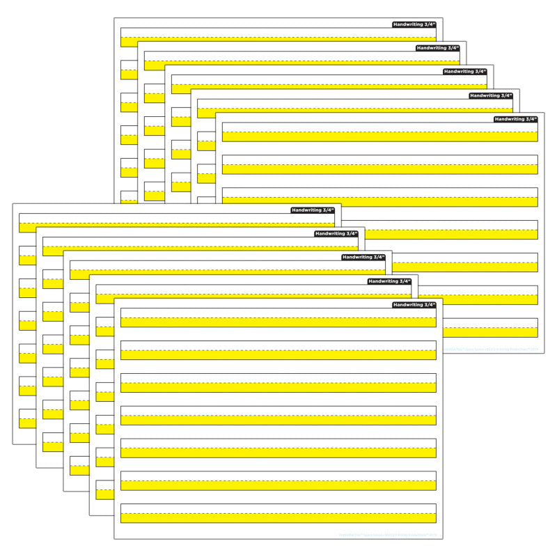 Smart Poly&reg; PosterMat Pals&trade; Space Savers, 13" x 9-1/2", 3/4" Handwriting Highlighted Yellow, Pack of 10