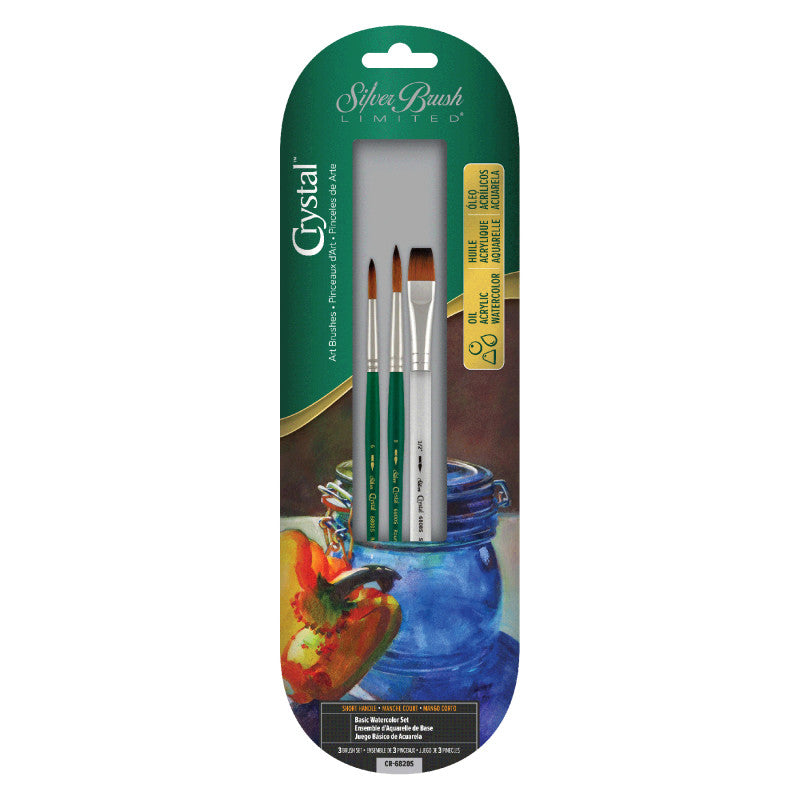 Crystal&trade; Golden Taklon Basic Watercolor Set, 3 Brushes