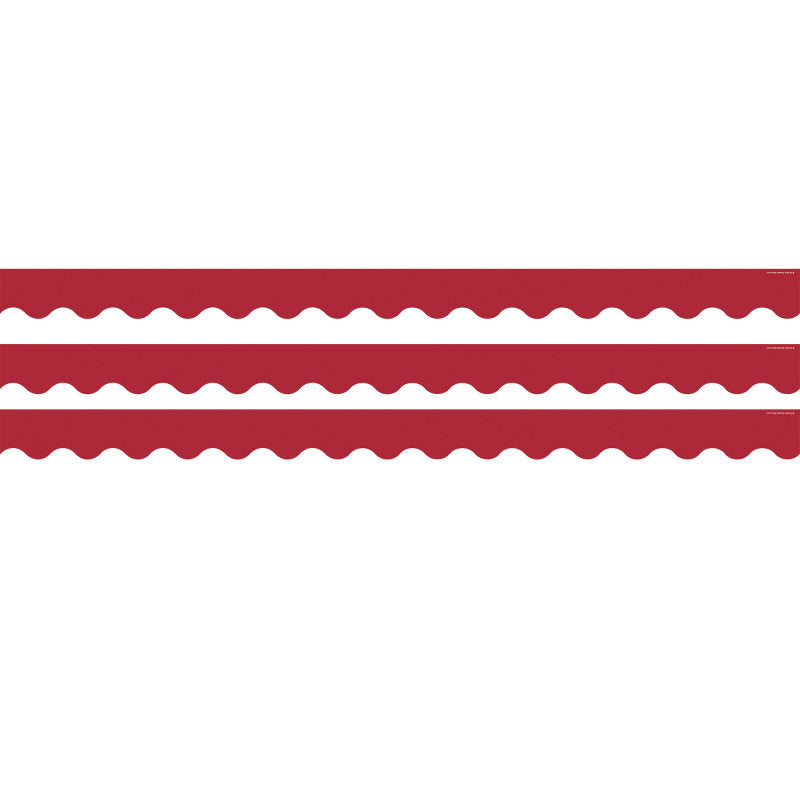 Cranberry Red Scalloped Border Trim, 35 Feet Per Pack, 3 Packs