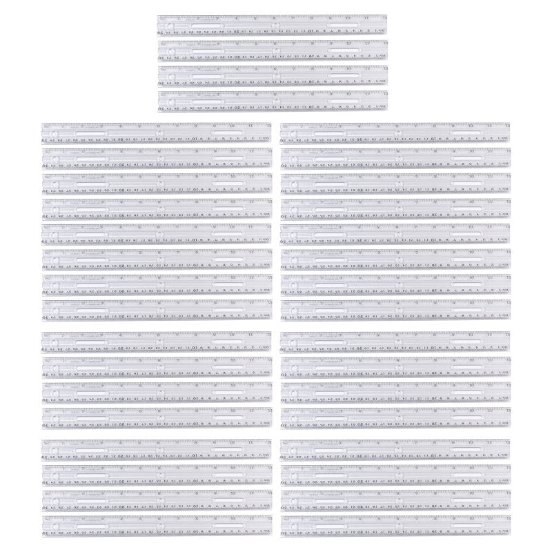 Plastic Ruler with Pencil Groove, 12-Inch, Clear, Pack of 36
