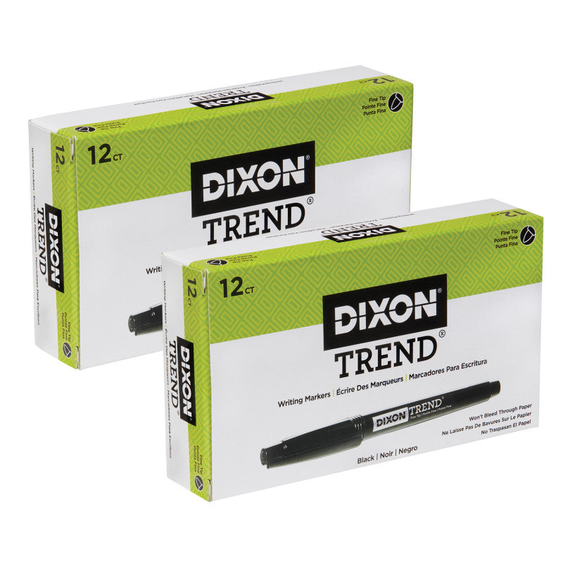 Trend Porous Point Pens, Black, 12 Per Pack, 2 Packs