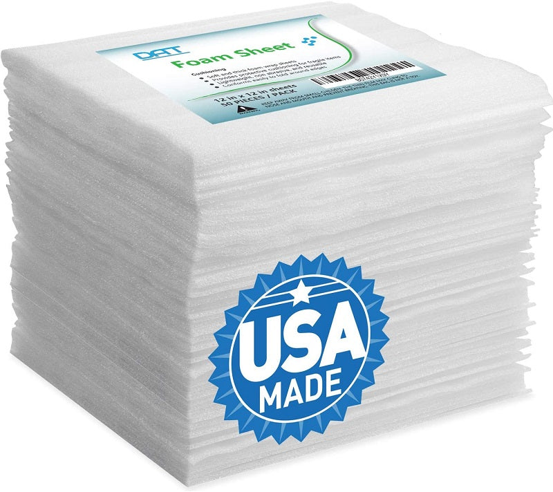 Foam Wraps, DAT 12" x 12" Foam Wrap Sheets Cushioning for Moving Storage Packing and Shipping Supplies, 50-Pack (White)