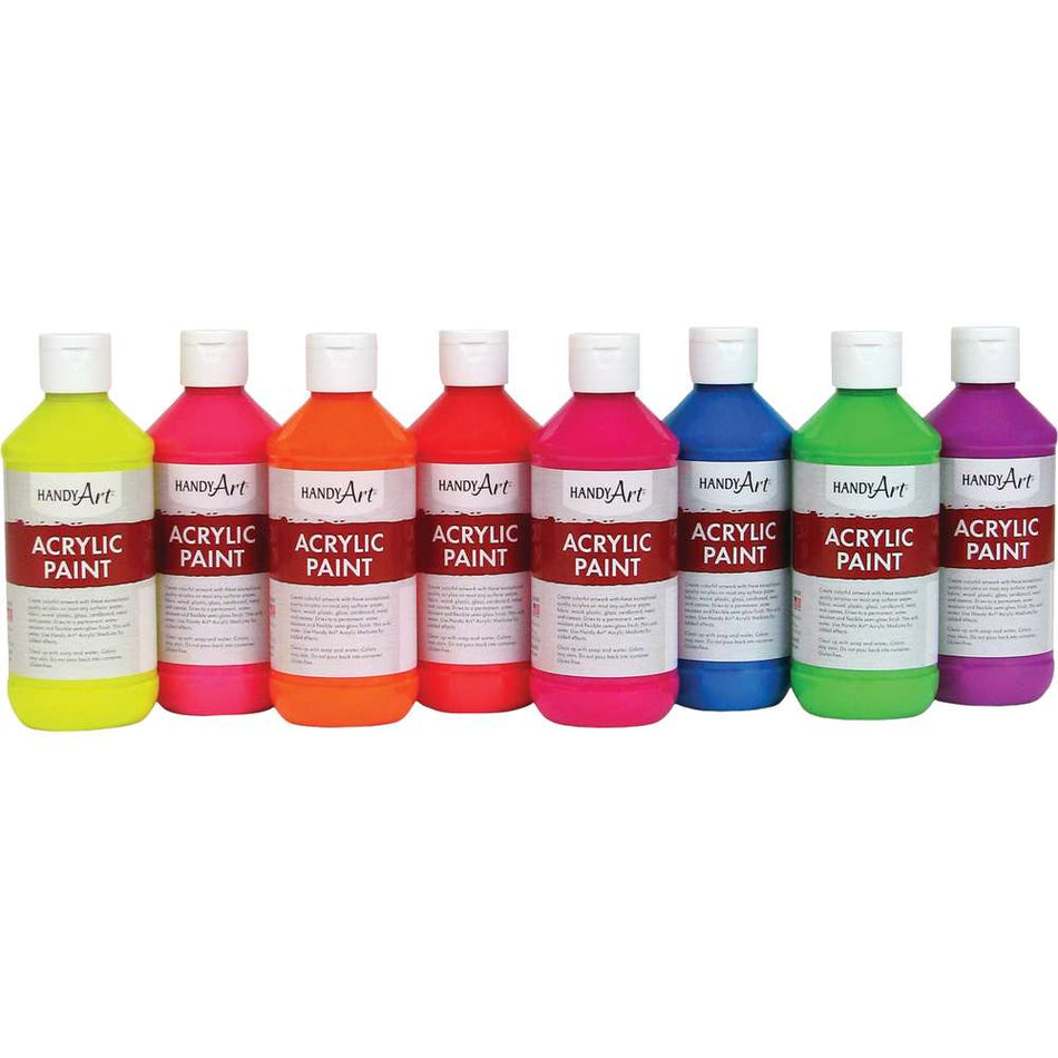 Handy Art®  FLUORESCENT Student Acrylic Paint Set of 8 - 8 oz