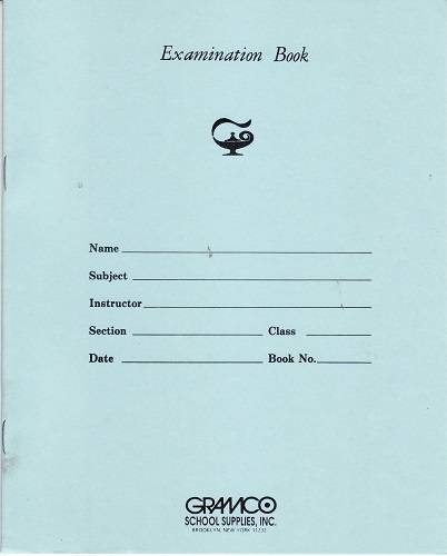 Exam Blue Book, Margin Rule, 8-1/2 x 7 Inches, White, 8 Page, 50 Books Per Pack