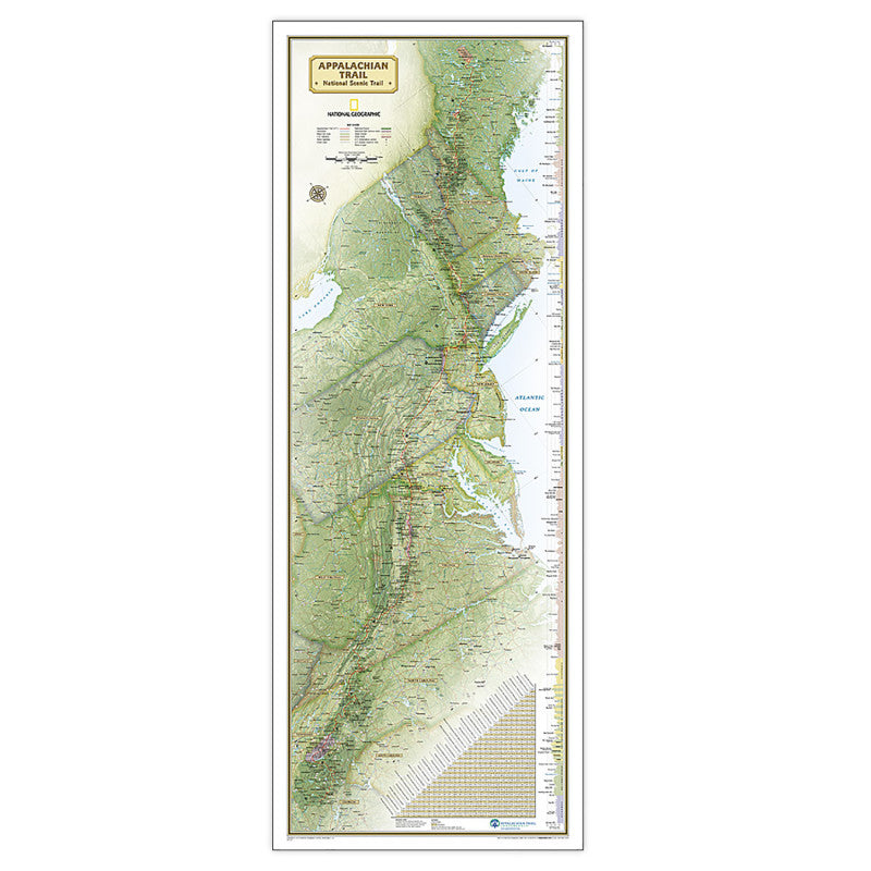 Appalachian Trail Map, Laminated, 18" x 48"