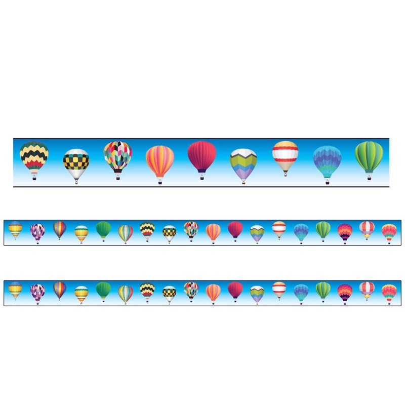 Borders/Trims, Magnetic, Rectangle Cut - 1-1/2" x 24", Hot Air Balloon Theme, 24' per Pack, 2 Packs