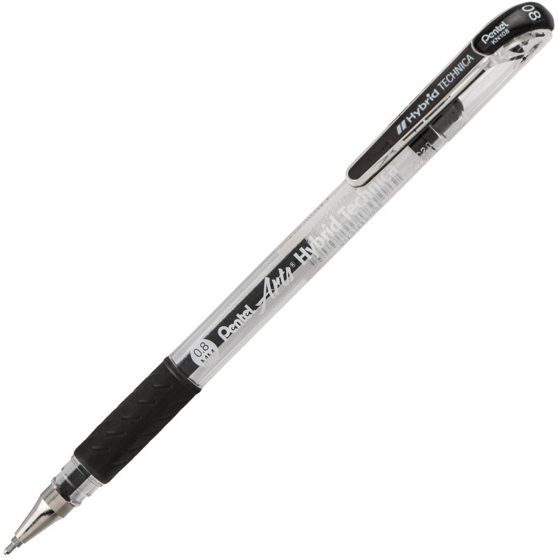 Hybrid Technica (0.8mm) Gel Pen, Black, Pack of 12