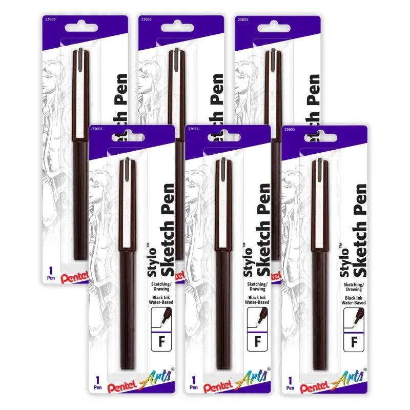 Stylo Sketch Pen, Fine Tip, Black Ink, Pack of 6 – Gramco School Supplies