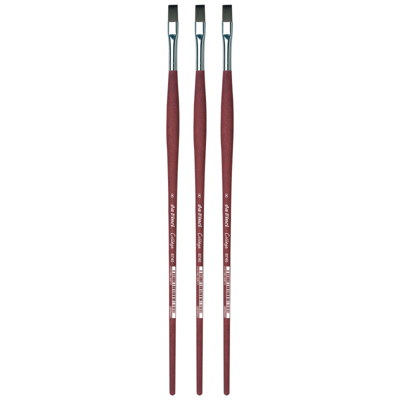 COLLEGE Student Brush, Synthetic, Acrylic & Oil, Flat, Series 8740, Size 8, Pack of 3
