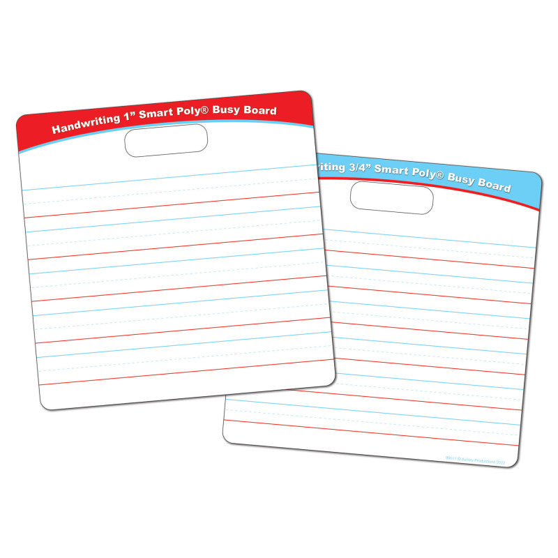 Smart Poly&reg; Educational Activity Busy Board, Dry Erase with Marker, 10-3/4" x 10-3/4", 3/4" and 1" Practice Handwriting Lines