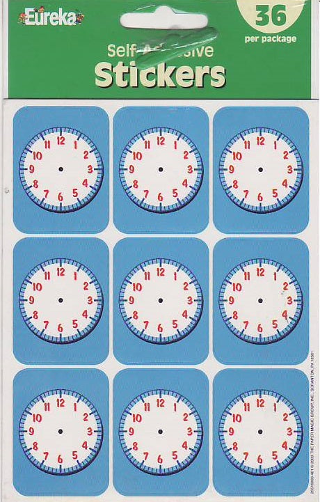Eureka clock stickers 1.5 inch  36 PER PACK