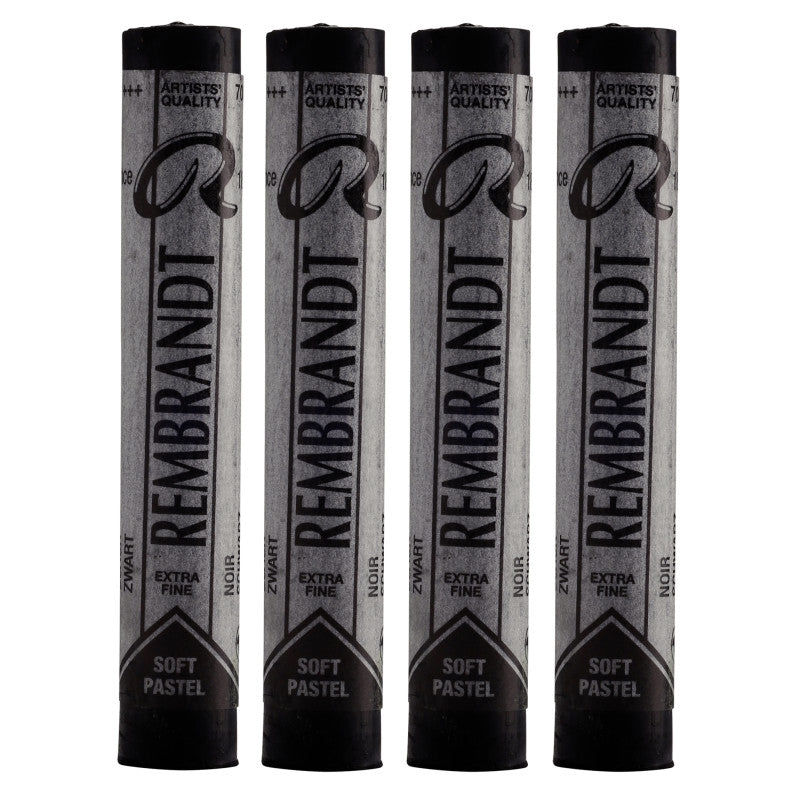 Soft Pastel Single Color Set, Black (700.5), 5 Full Sticks Per Pack, 4 Packs