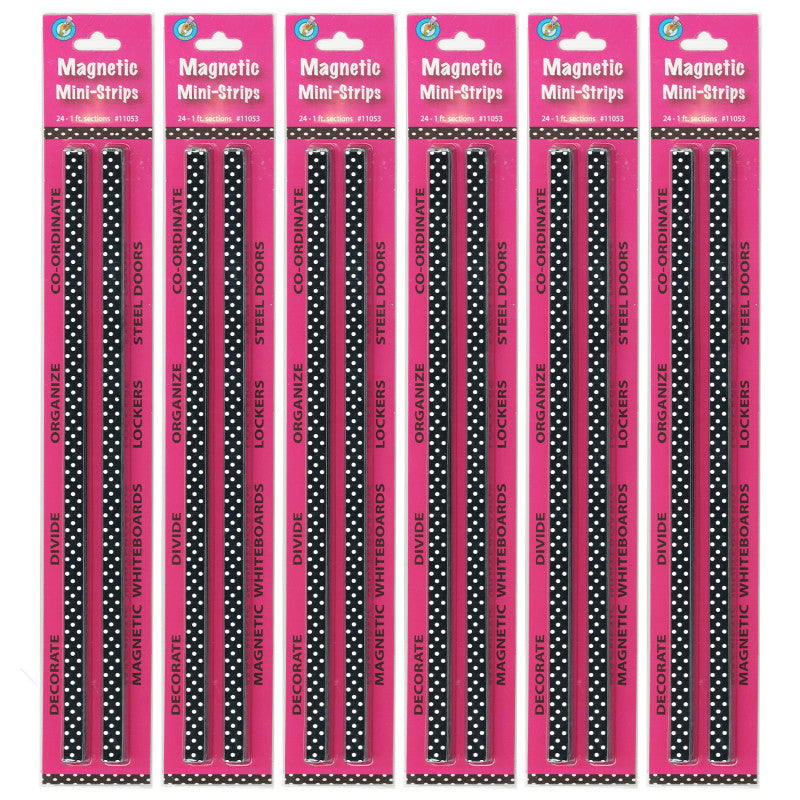 Mini Magnetic Magi-Strips, B/W Dots, 24 Feet Per Pack, 6 Packs