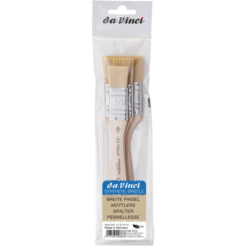 SYNTHETIC Mottler Brush, Natural Hog, Acrylic & Oil, Flat, Series 2429, 3 Brush Set