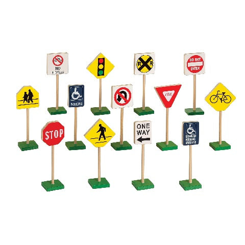 Guidecraft 7″ Block Play Traffic Signs,  Set of 13