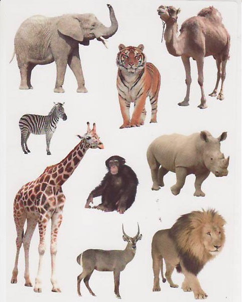 Large Wild Animals Stickers  3.5",  225 Per Pack