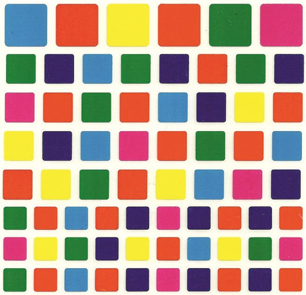 Colored Squares Stickers Assorted Sizes  & Colors - Small - 25 sheets