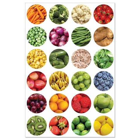 Hygloss Fruits & Veggies - 3 Sheets Stickers (1871)