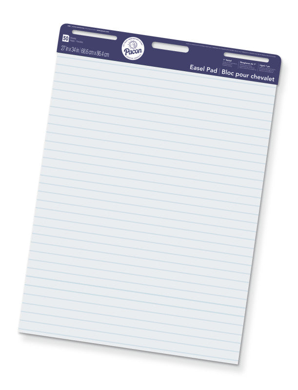 Easel Pad, Non-Adhesive, White, 1 in ruled 27" x 34", 50 Sheets