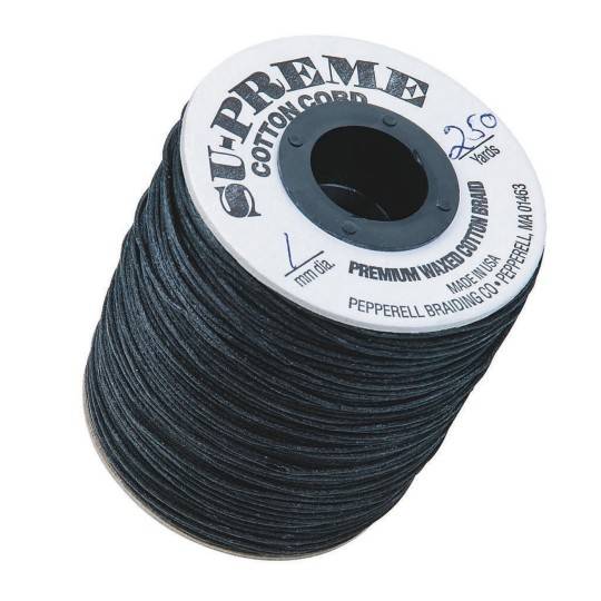 Black Waxed Cotton Cord 2mm thick   110 Yards