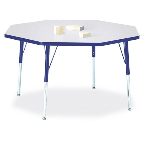 Berries® Octagon Activity Gray Table - 48" X 48", Color Trim Adjustable height