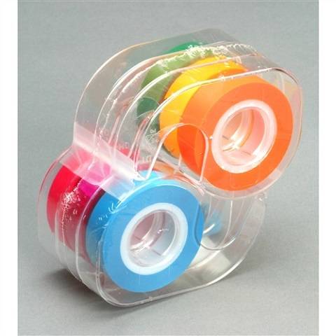 Removable Highlighter Tape , 1 Roll Each of 6 Fluorescent Colors - 6 Roll Pack,  LEE19188