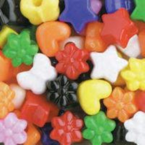 Mixed Novelty Pony Beads -  Large Holes - Mixed Shapes Opaque Multi 1/2 lb