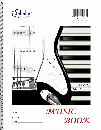 Music Writing Book, Spiral-Bound, 11 X 8.5-Inch,  64 pages