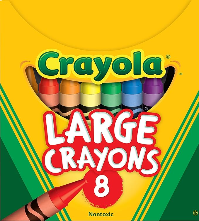 Crayola® Large Crayons,  4" x 7/16", Tuck Box, 8 Colors/Box (BIN52-0080)