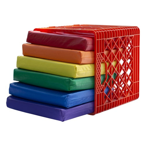 KinderCrate with 6 Assorted Square Cushions, Orange Crate